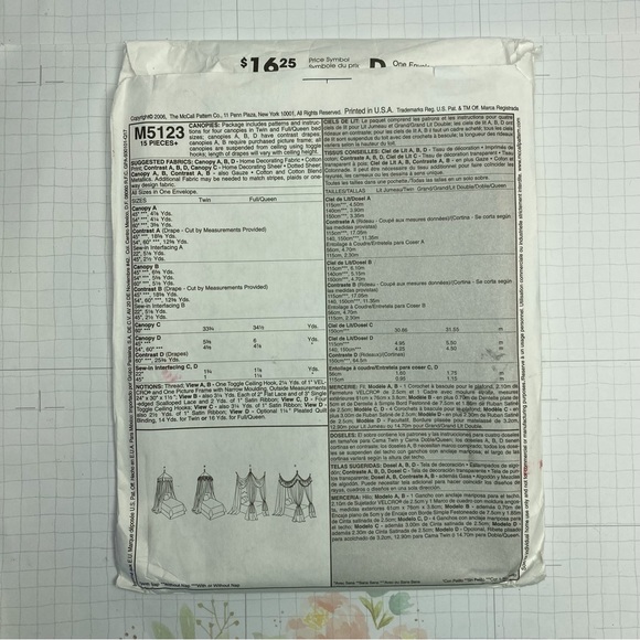 🪡 McCall's Home Decorating Pattern for Canopies 5123 - Picture 4 of 6